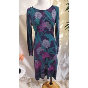 White Stuff Embroidered Floral Knit Wool Cashmere Sweater Midi Dress Size 10